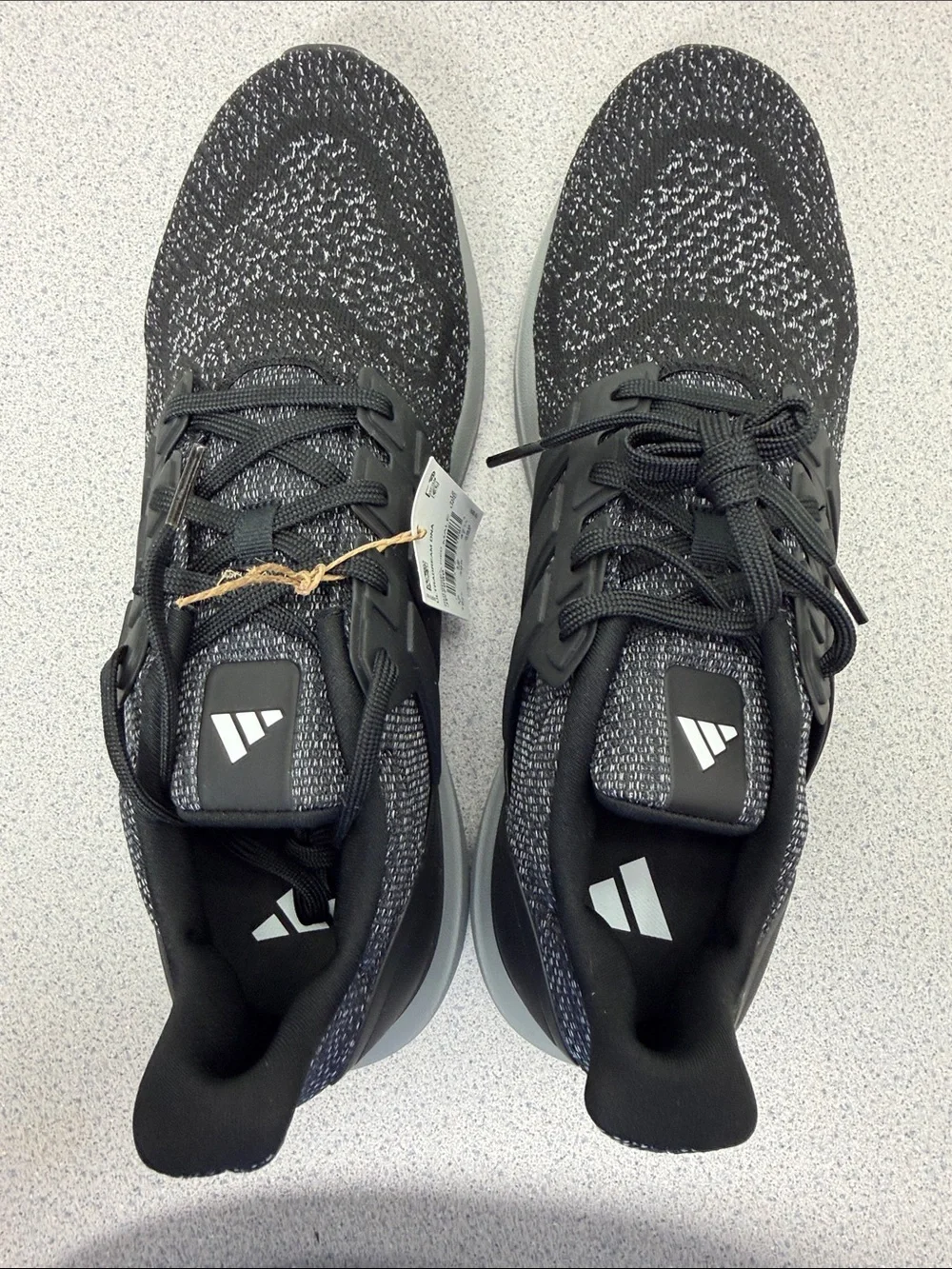 adidas Men's Black and Gray Knit Athletic Shoes